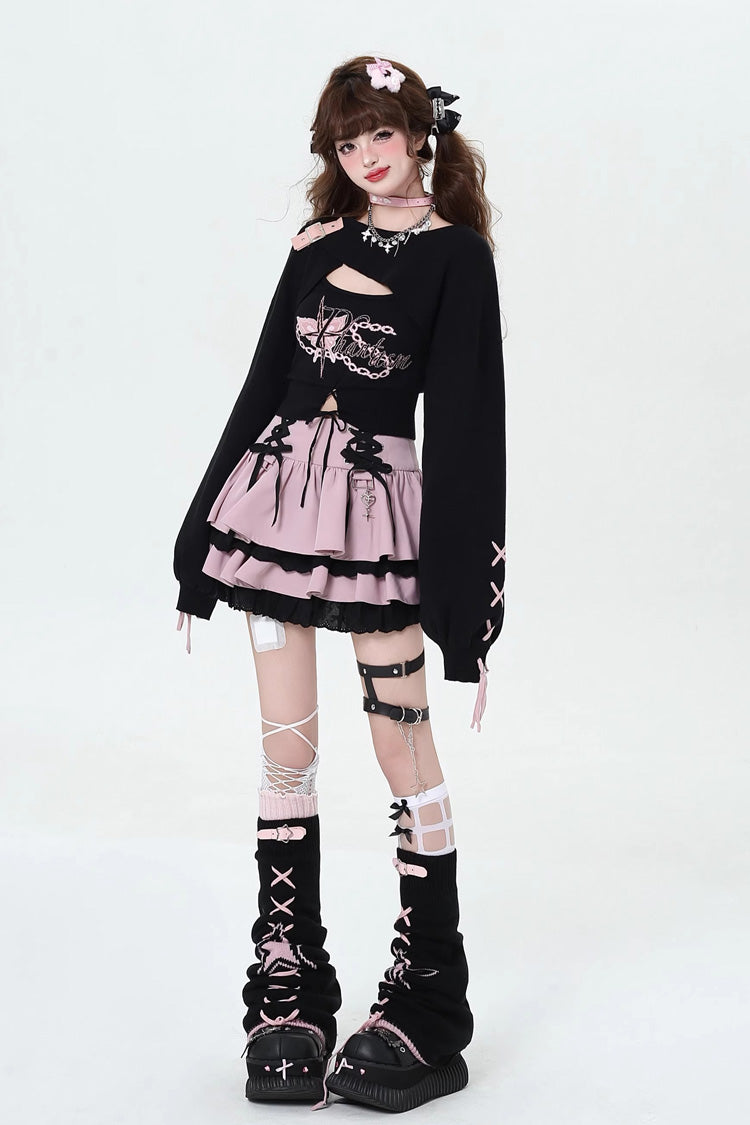 Lolita Skirt - Rebellious Period, 3 Colors, Ruffled, Layered, Lace-Up - additional product view 8