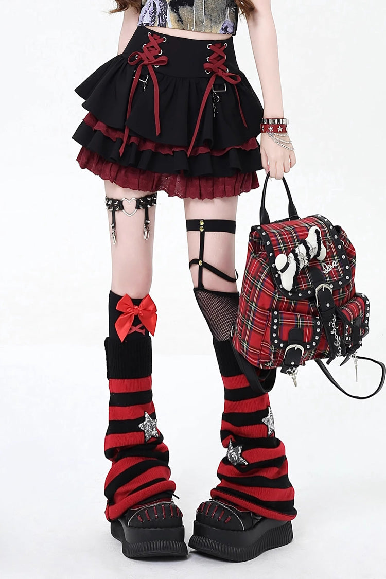 Lolita Skirt - Rebellious Period, 3 Colors, Ruffled, Layered, Lace-Up - main product image