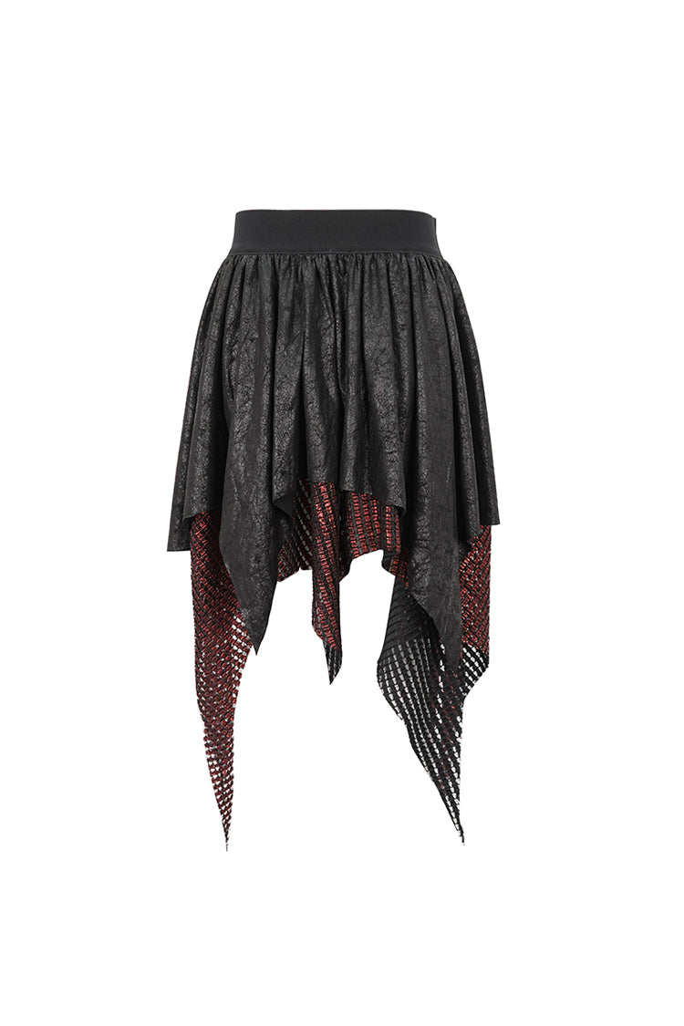 Lolita Skirt - Red/black Lrregular Mesh Splice, 2 Colors, Buckle Detail, Women's Style - additional product view 10