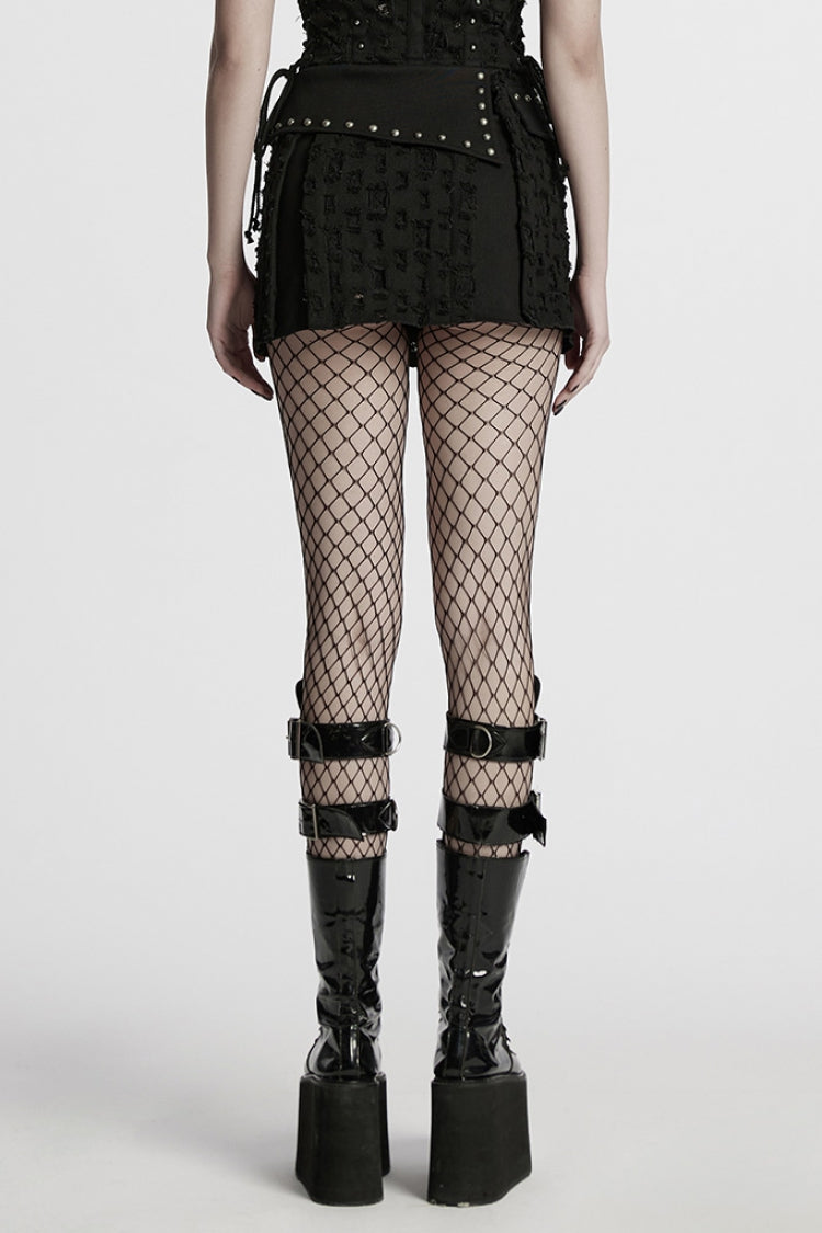 Lolita Skirt - Ripped Asymmetric Studded, Black, Women's Style, Punk Style - additional product view 3