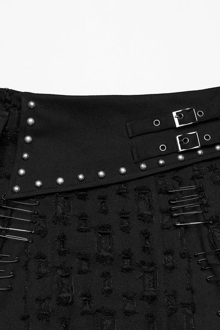 Lolita Skirt - Ripped Asymmetric Studded, Black, Women's Style, Punk Style - additional product view 5