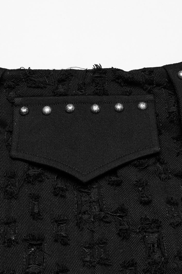 Lolita Skirt - Ripped Asymmetric Studded, Black, Women's Style, Punk Style - additional product view 6