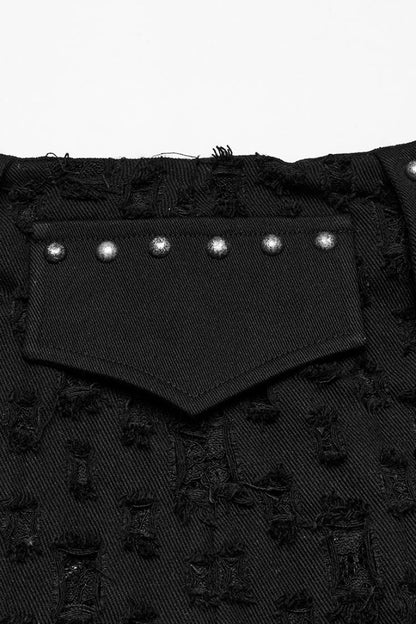 Lolita Skirt - Ripped Asymmetric Studded, Black, Women's Style, Punk Style - additional product view 6