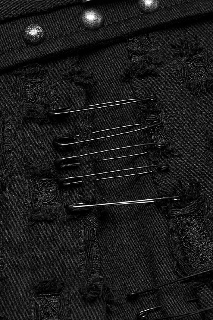 Lolita Skirt - Ripped Asymmetric Studded, Black, Women's Style, Punk Style - additional product view 8