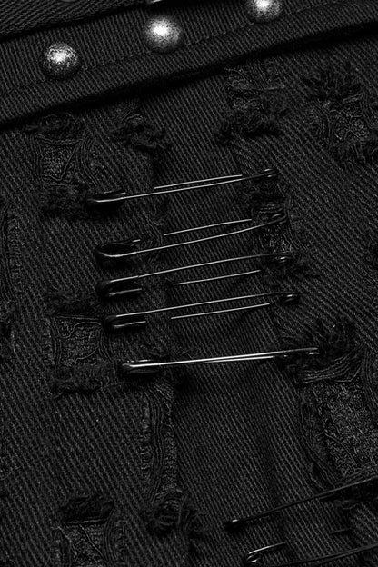 Lolita Skirt - Ripped Asymmetric Studded, Black, Women's Style, Punk Style - additional product view 8