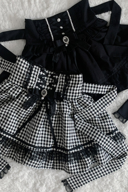 Lolita Skirt - Ruffle Bowknot Lace Lace-up, Black, Lace Trim, Ruffled, Bow Detail - additional product view 2
