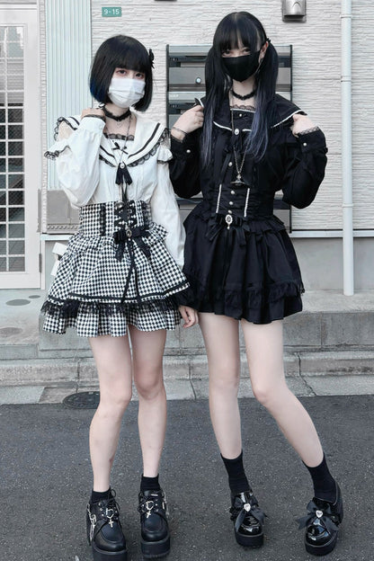 Lolita Skirt - Ruffle Bowknot Lace Lace-up, Black, Lace Trim, Ruffled, Bow Detail - additional product view 4