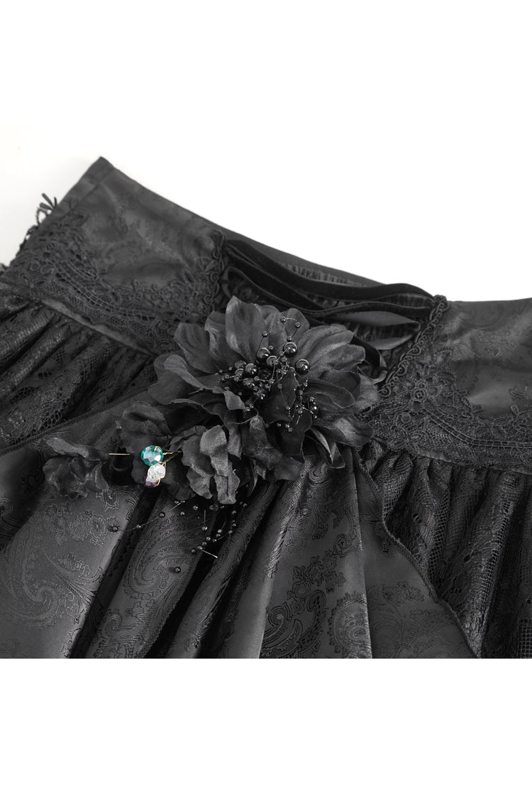 Lolita Skirt - Ruffle Lace Drawstring, Black, Women's Style, Gothic Style, Lace Trim - additional product view 8