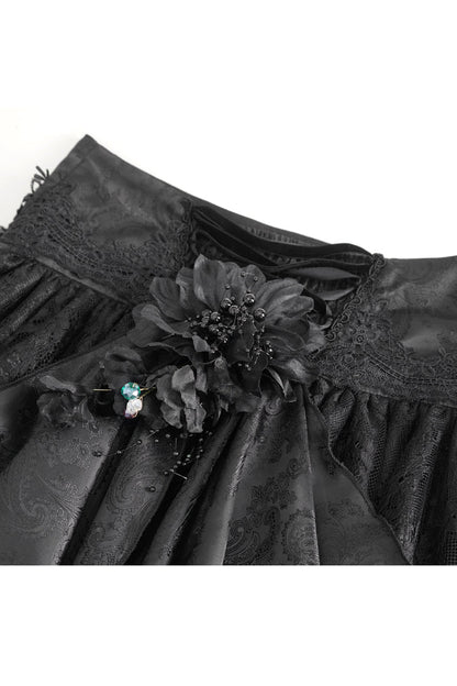 Lolita Skirt - Ruffle Lace Drawstring, Black, Women's Style, Gothic Style, Lace Trim - additional product view 8