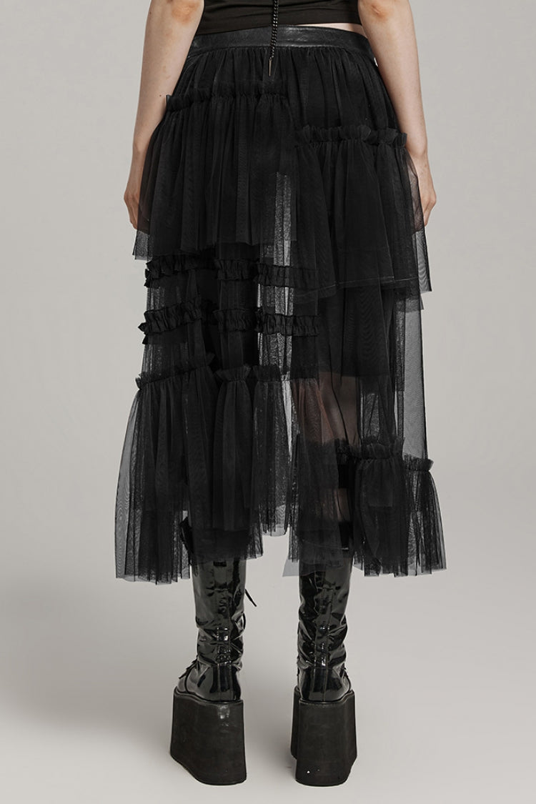 Lolita Skirt - Ruffle Mesh Buckle Overskirt, 3 Colors, Buckle Detail, Women's Style - additional product view 3