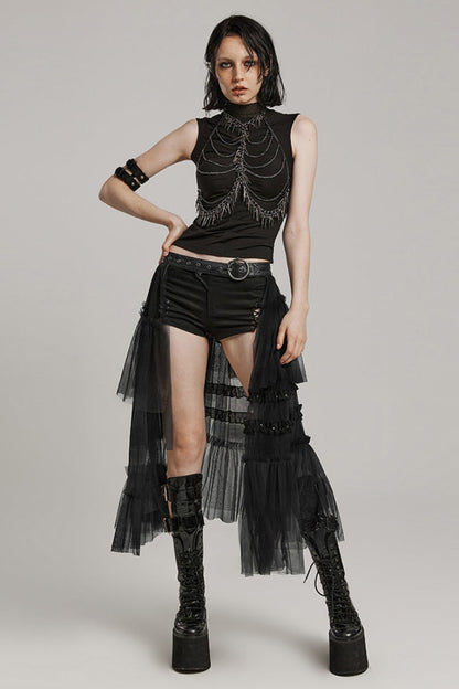 Lolita Skirt - Ruffle Mesh Buckle Overskirt, 3 Colors, Buckle Detail, Women's Style - additional product view 4