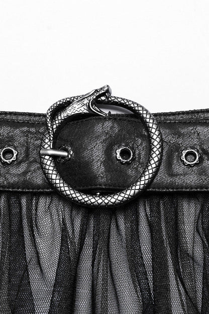 Lolita Skirt - Ruffle Mesh Buckle Overskirt, 3 Colors, Buckle Detail, Women's Style - additional product view 5