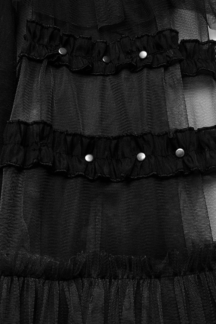 Lolita Skirt - Ruffle Mesh Buckle Overskirt, 3 Colors, Buckle Detail, Women's Style - additional product view 8