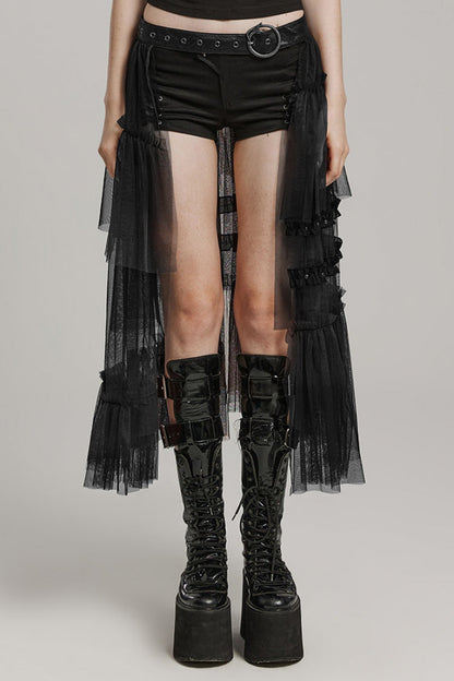 Lolita Skirt - Ruffle Mesh Buckle Overskirt, 3 Colors, Buckle Detail, Women's Style - main product image