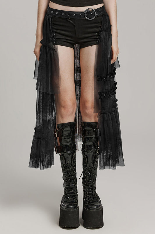 Lolita Skirt - Ruffle Mesh Buckle Overskirt, 3 Colors, Buckle Detail, Women's Style - main product image