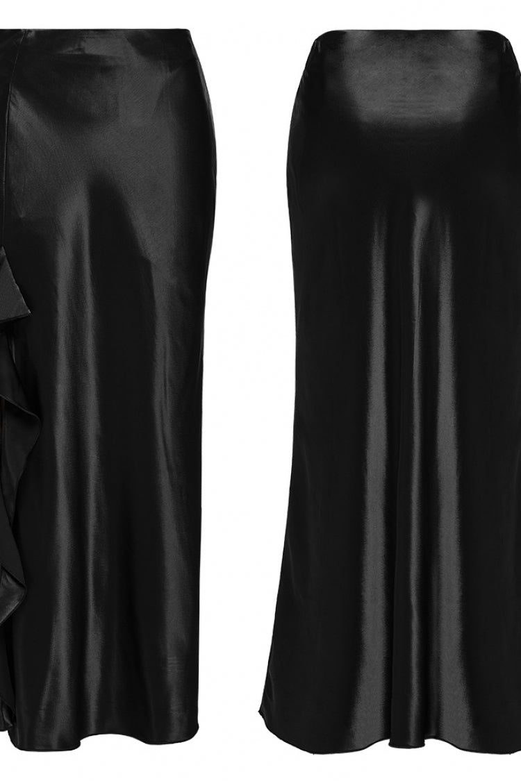 Lolita Skirt - Ruffle Slim Asymmetric, Black, Women's Style, Ruffled, Gothic Style - additional product view 5