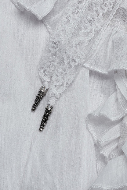 Lolita Skirt - Ruffle Stitching Lace Lace-up, White, Women's Style, Lace Trim, Ruffled - additional product view 8