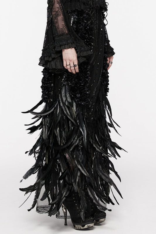 Lolita Skirt - Sequin Feather, Black, Women's Style, Gothic Style - additional product view 2
