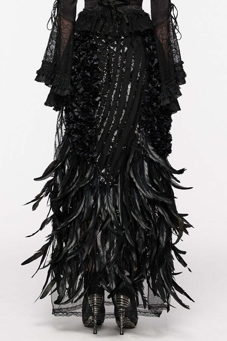 Lolita Skirt - Sequin Feather, Black, Women's Style, Gothic Style - additional product view 3