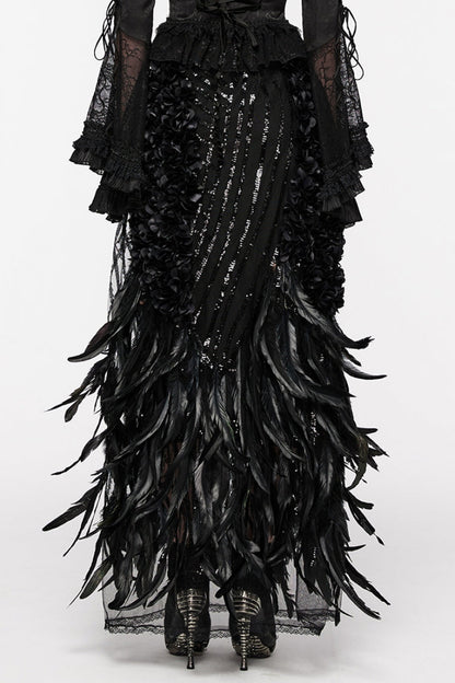 Lolita Skirt - Sequin Feather, Black, Women's Style, Gothic Style - additional product view 3