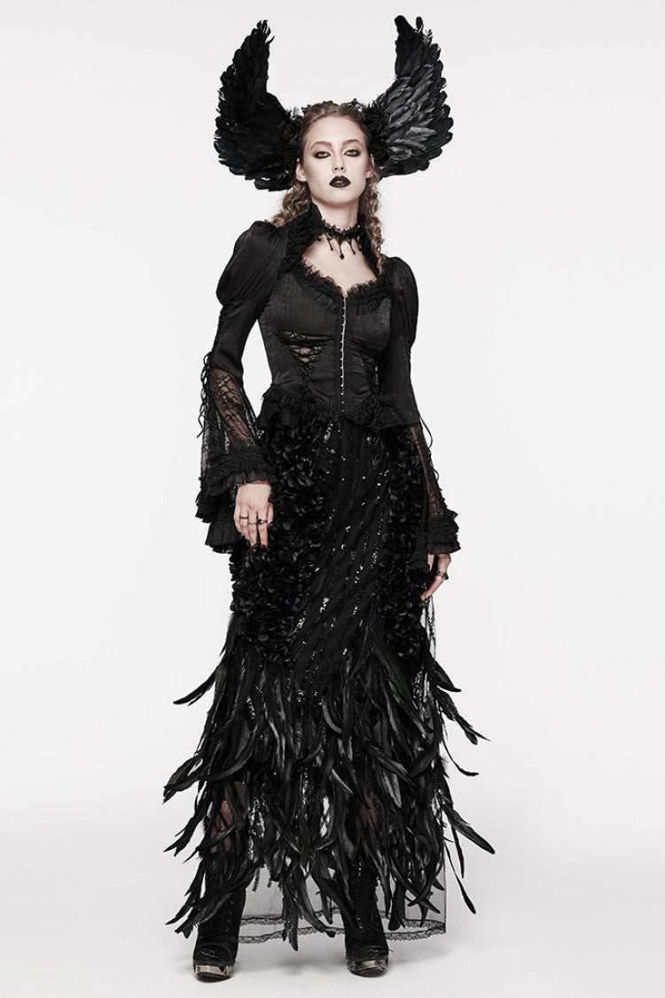 Lolita Skirt - Sequin Feather, Black, Women's Style, Gothic Style - additional product view 4
