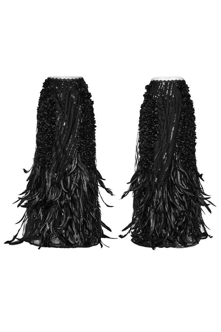Lolita Skirt - Sequin Feather, Black, Women's Style, Gothic Style - additional product view 5