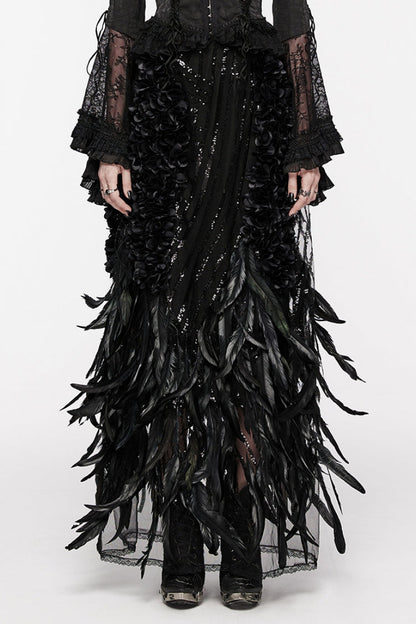 Lolita Skirt - Sequin Feather, Black, Women's Style, Gothic Style - main product image