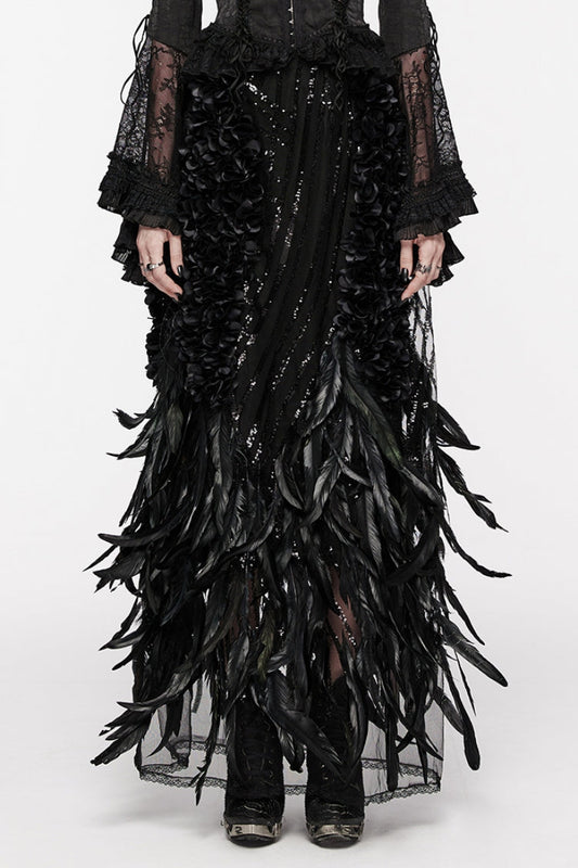 Lolita Skirt - Sequin Feather, Black, Women's Style, Gothic Style - main product image