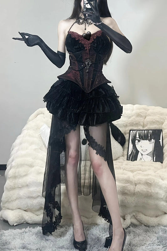 Lolita Skirt - Sexy Hot Girl Triple-layered, Black, Gothic Style, Ruffled - additional product view 2