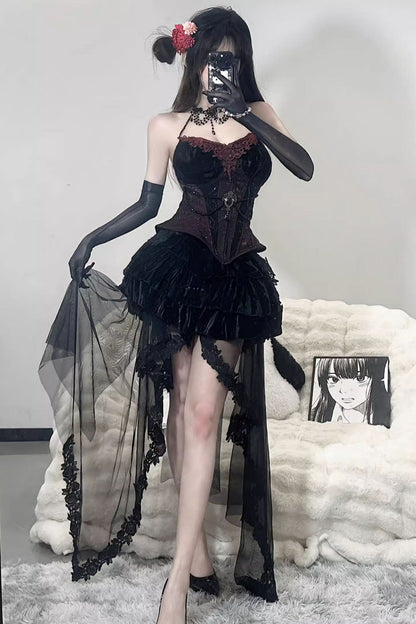 Lolita Skirt - Sexy Hot Girl Triple-layered, Black, Gothic Style, Ruffled - additional product view 7