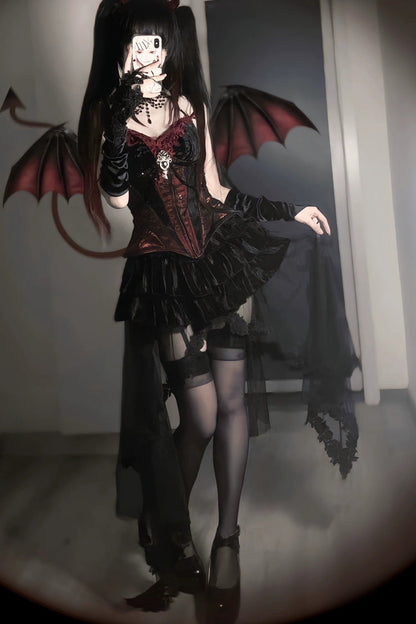 Lolita Skirt - Sexy Hot Girl Triple-layered, Black, Gothic Style, Ruffled - additional product view 10