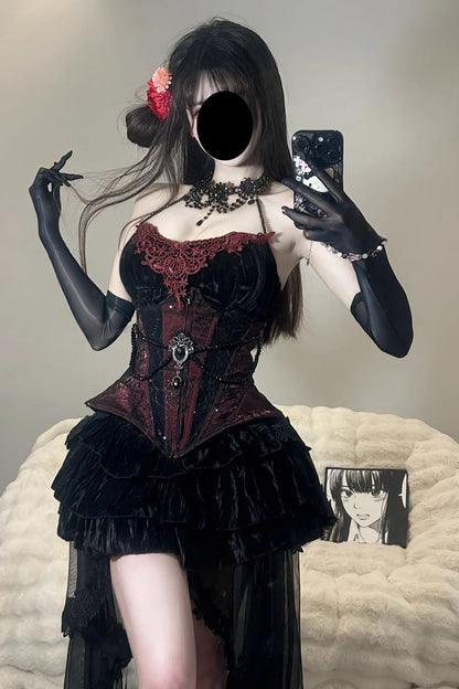 Lolita Skirt - Sexy Hot Girl Triple-layered, Black, Gothic Style, Ruffled - main product image