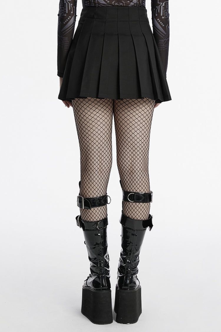 Lolita Skirt - Skull, Black, Pleated, Buckle Detail, Women's Style - additional product view 3