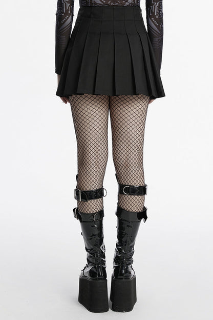 Lolita Skirt - Skull, Black, Pleated, Buckle Detail, Women's Style - additional product view 3