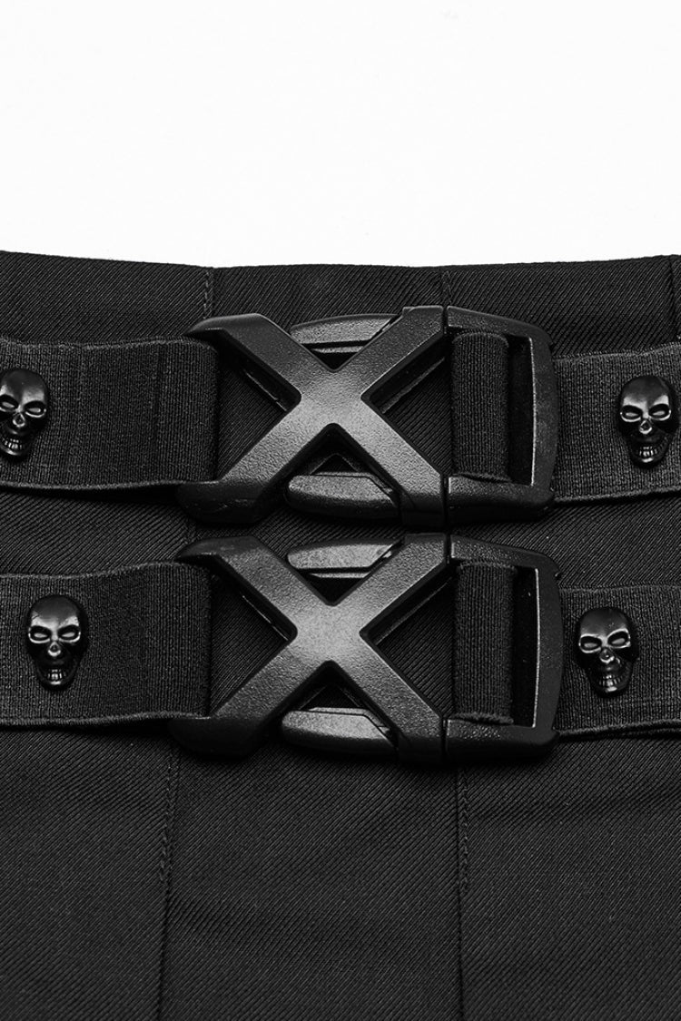 Lolita Skirt - Skull, Black, Pleated, Buckle Detail, Women's Style - additional product view 5