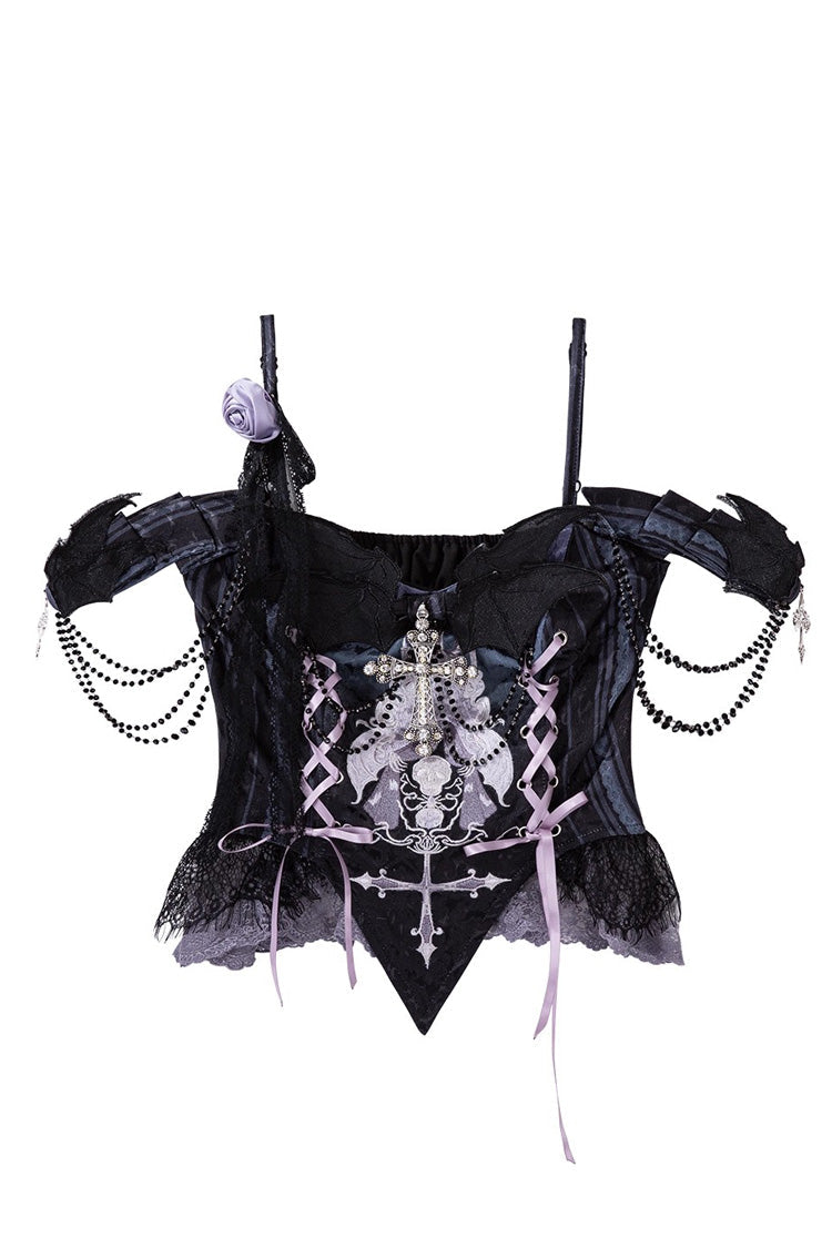 Lolita Skirt - Skull Magic, 2 Colors, Ruffled, Printed, Gothic Style - additional product view 5