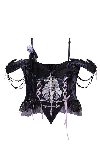 Lolita Skirt - Skull Magic, 2 Colors, Ruffled, Printed, Gothic Style - additional product view 5