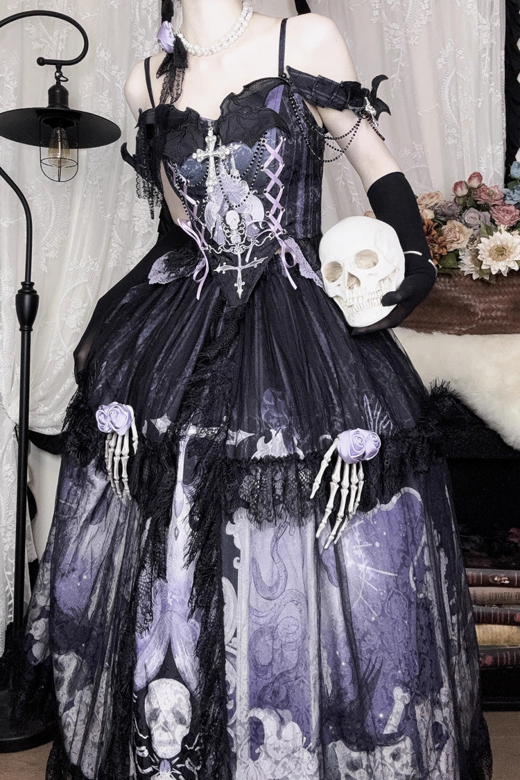 Lolita Skirt - Skull Magic, 2 Colors, Ruffled, Printed, Gothic Style - additional product view 17