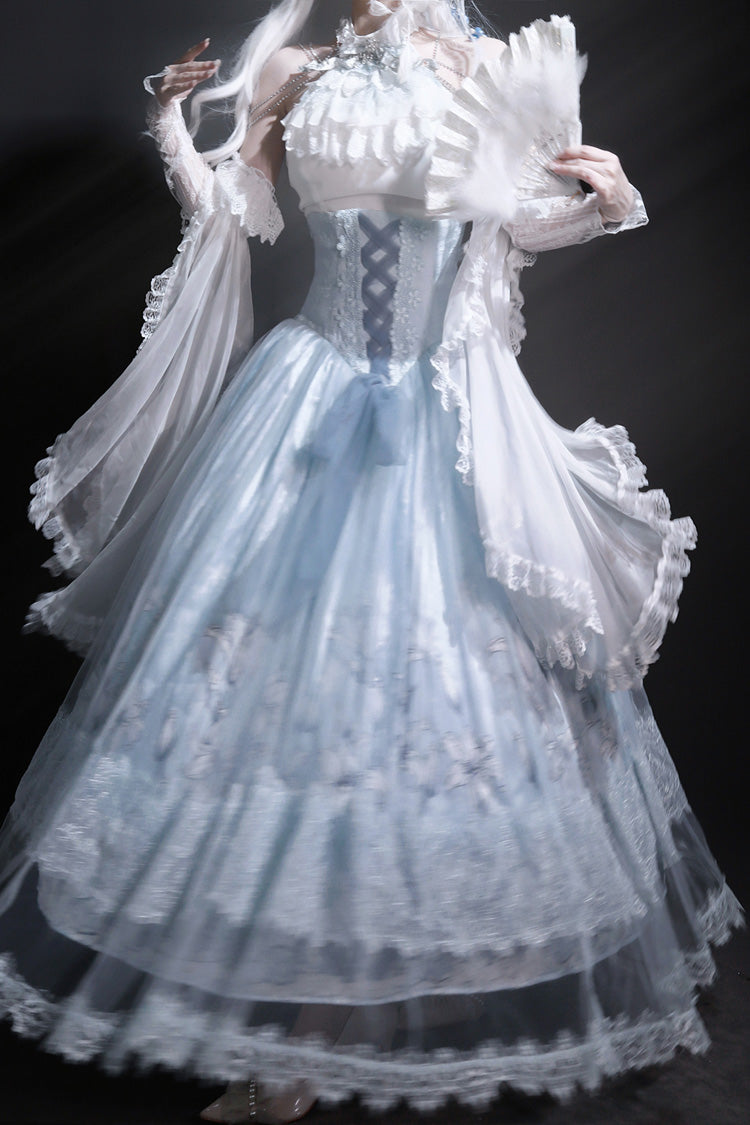 Lolita Skirt - Snow Lily, Blue, Sweet Style, Bow Detail, Lace Trim - additional product view 10