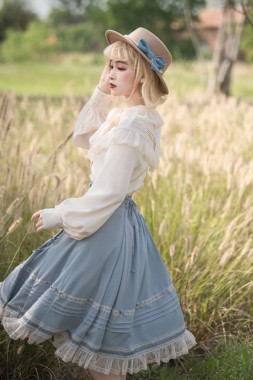 Lolita Skirt - Solid Color Baroque Manor, 3 Colors, High Waist, Bow Detail, Ruffled - additional product view 5