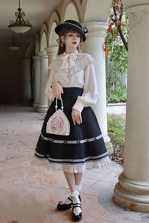 Lolita Skirt - Solid Color Baroque Manor, 3 Colors, High Waist, Bow Detail, Ruffled - additional product view 10