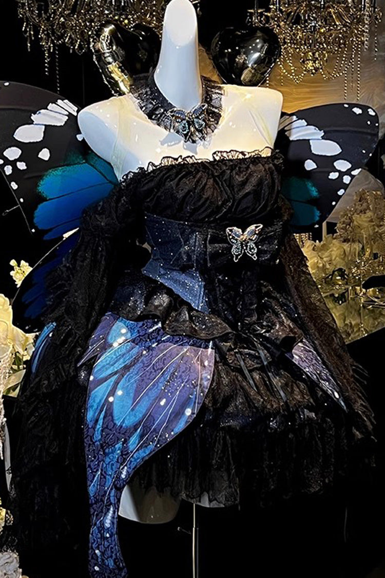 Lolita Skirt - Sparkling Butterfly, Black, Bow Detail, Printed, Sweet Style - additional product view 2