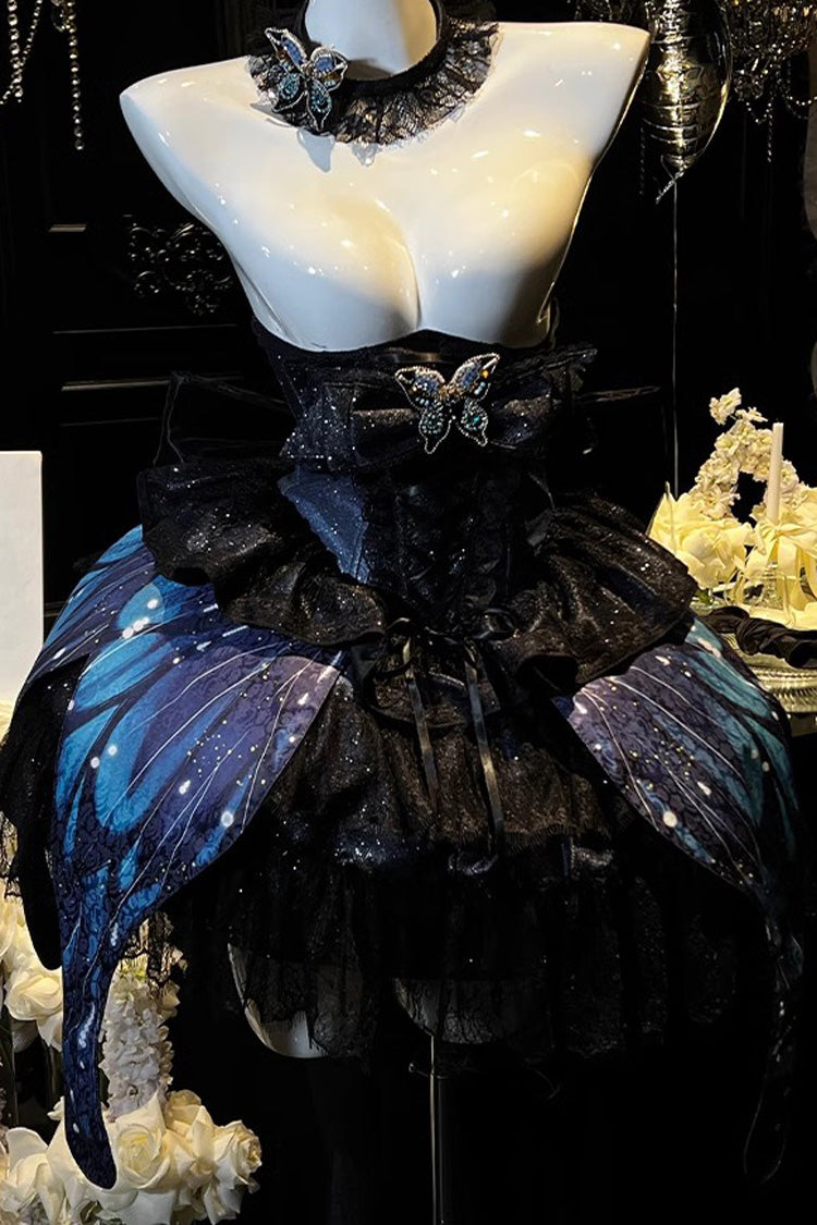 Lolita Skirt - Sparkling Butterfly, Black, Bow Detail, Printed, Sweet Style - additional product view 5