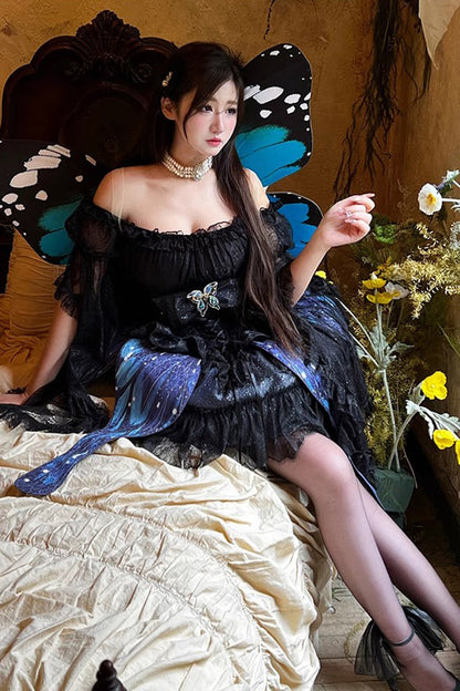 Lolita Skirt - Sparkling Butterfly, Black, Bow Detail, Printed, Sweet Style - additional product view 12