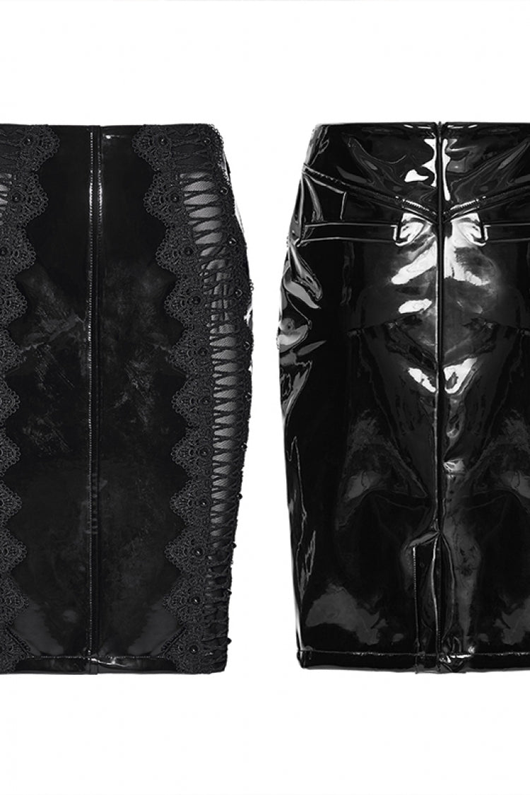 Lolita Skirt - Spliced, Black, Women's Style, Lace Trim, Gothic Style - additional product view 2