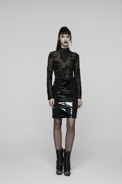 Lolita Skirt - Spliced, Black, Women's Style, Lace Trim, Gothic Style - additional product view 12