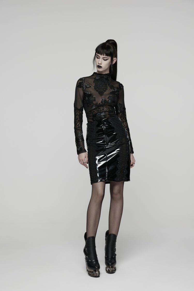 Lolita Skirt - Spliced, Black, Women's Style, Lace Trim, Gothic Style - additional product view 13