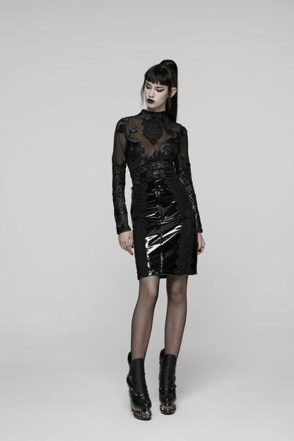 Lolita Skirt - Spliced, Black, Women's Style, Lace Trim, Gothic Style - additional product view 13
