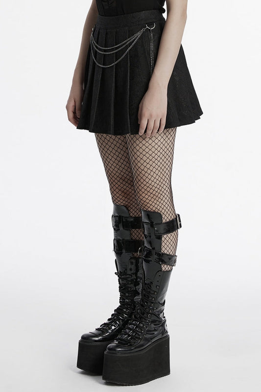 Lolita Skirt - Stitching, Black, Pleated, Women's Style, Lace Trim - additional product view 2
