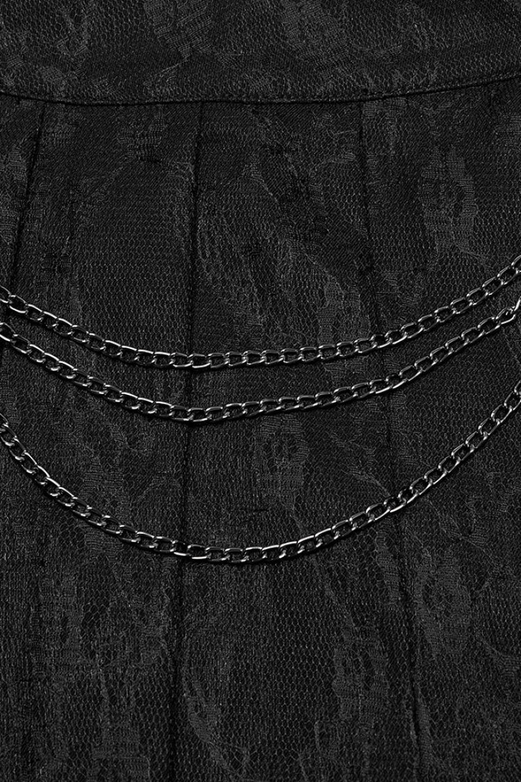 Lolita Skirt - Stitching, Black, Pleated, Women's Style, Lace Trim - additional product view 5